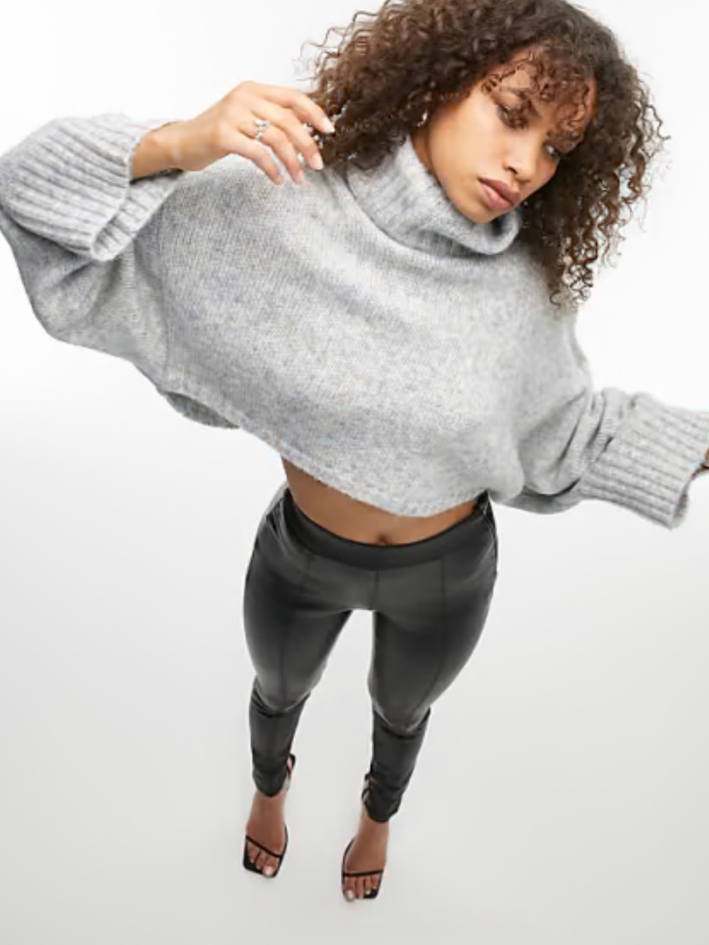 Talulah | NWT Oversized Gray Cropped Turtleneck Sweater Small Balletcore